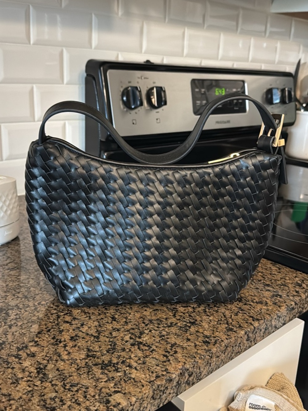 a new day Black Woven Shoulder Bag